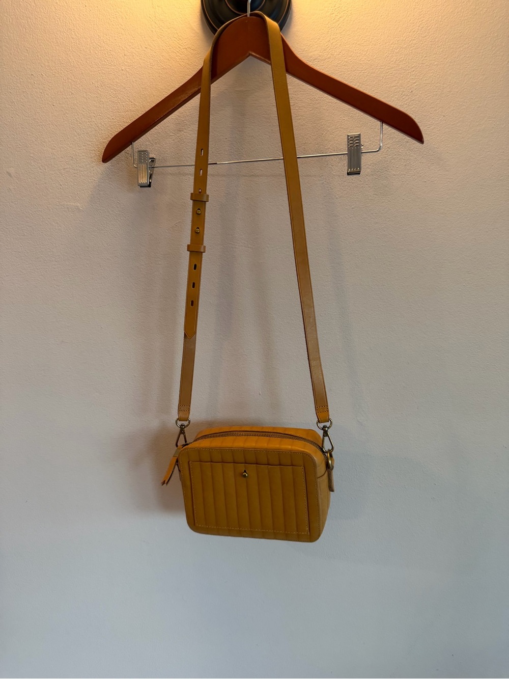 Madewell Quilted Leather Camera Bag Mustard Yellow Crossbody Cider Handbag